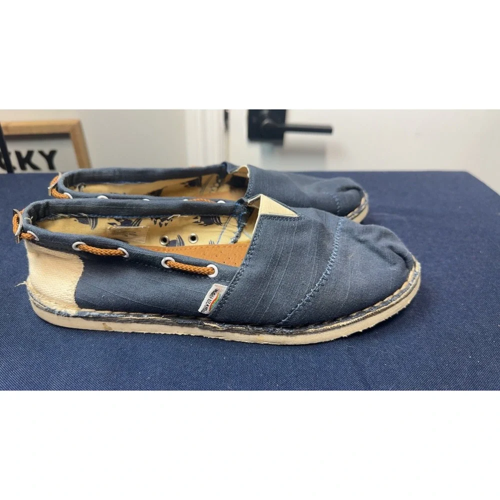 Aloha Island |  Blue Canvas Slip On Alpargata Loafer Shoes | Size 8.5